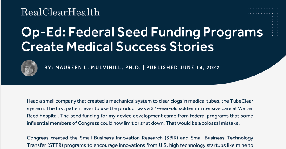 Op-Ed: Federal Seed Funding Programs Create Medical Success Stories